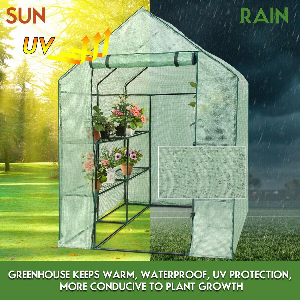 4 Tier 8 Shelves Mini Walk-in Greenhouse for Outdoor Garden
