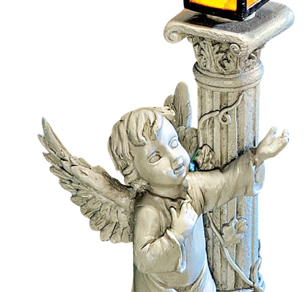 Collections Etc Cherub Garden Statue With Solar Lantern