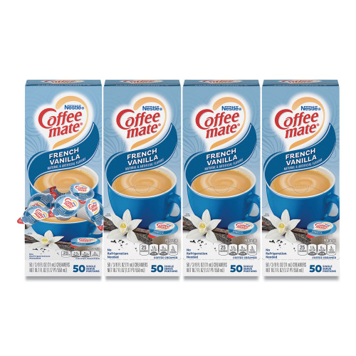 Coffee-mate Liquid Coffee Creamer， French Vanilla， 0.38 oz Mini Cups， 50/Box， 4 Boxes/Carton， 200 Total/Carton (35170CT)