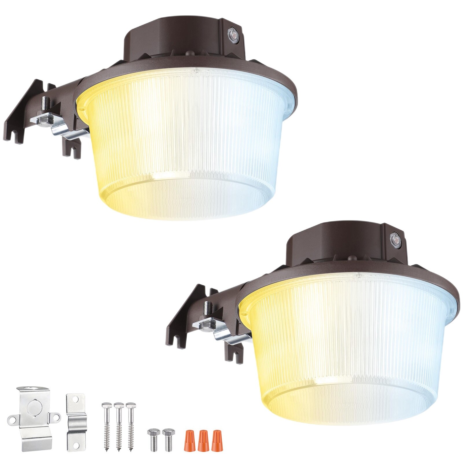 3CCT LED Barn Light， 50W Dusk to Dawn Area Lights， 3K/4K/5K， Bronze - 2PACK