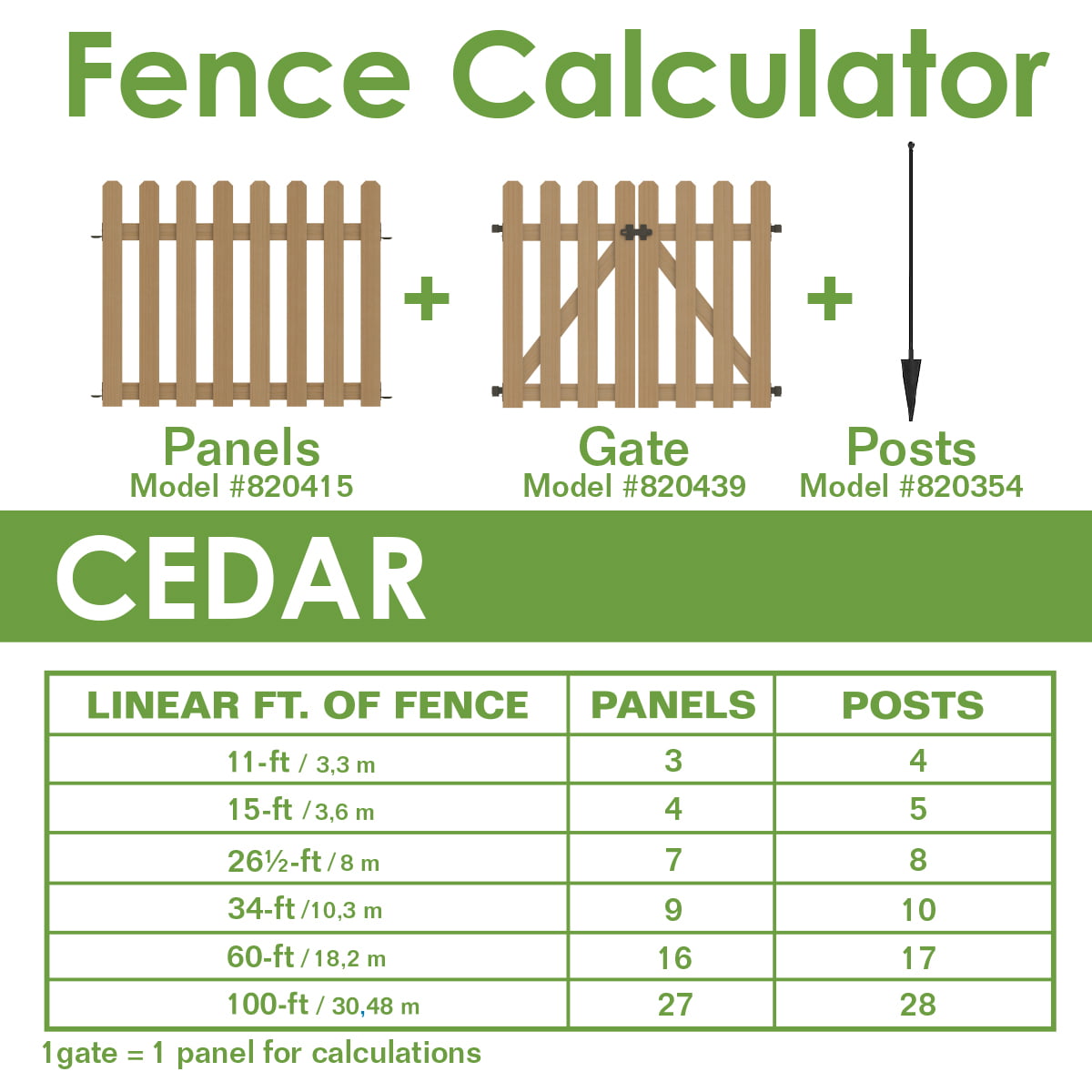 Yardlink Cedar Wood Fence Gate, 34 inch H x 44 inch W