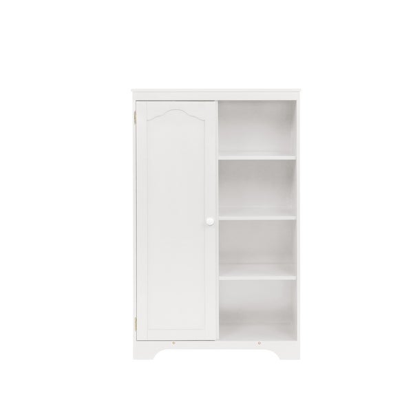 Wooden Side Cabinet Storage Closet with 1Door and 4-Shelf - - 36702866