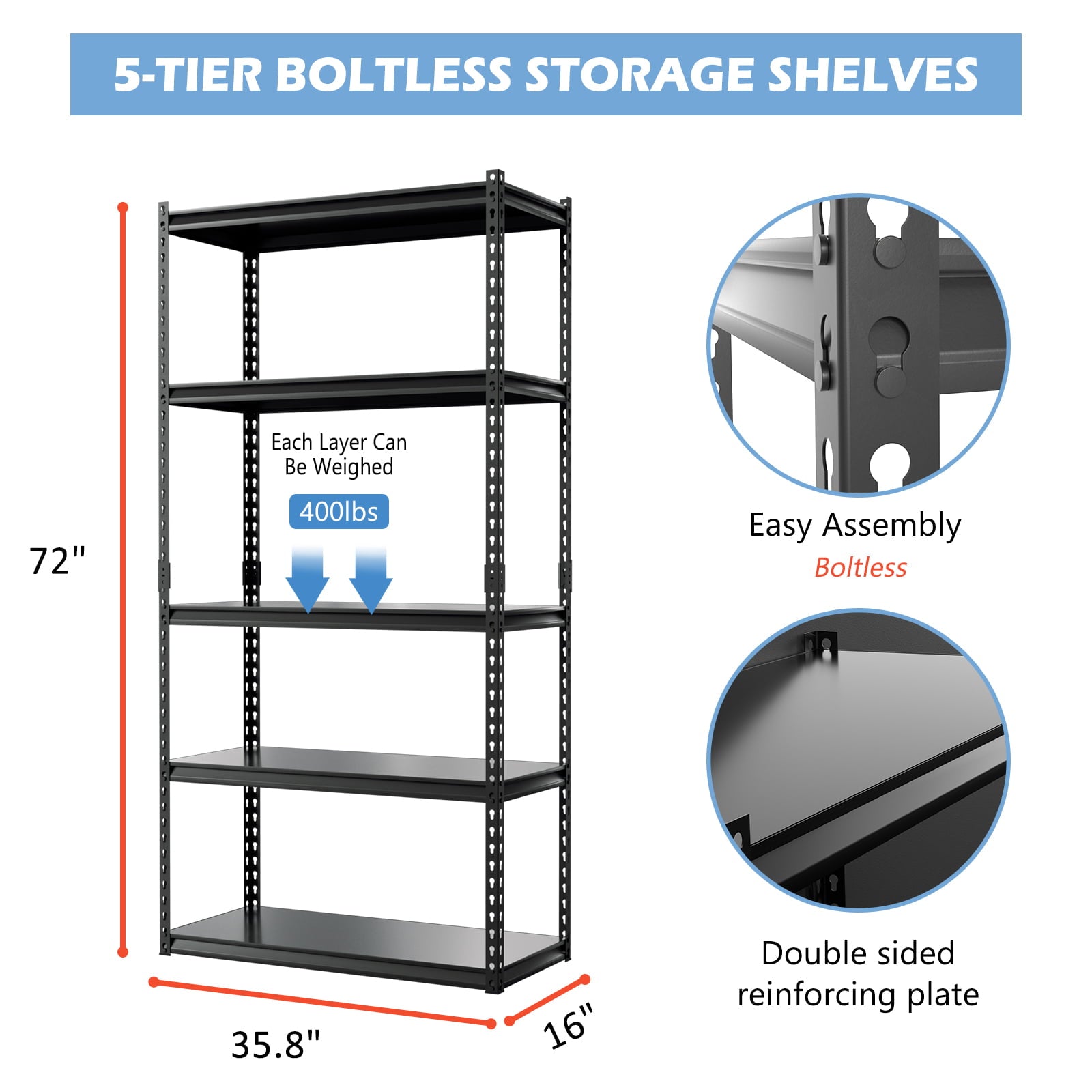 Slsy 5 Tier Storage Shelves, 72