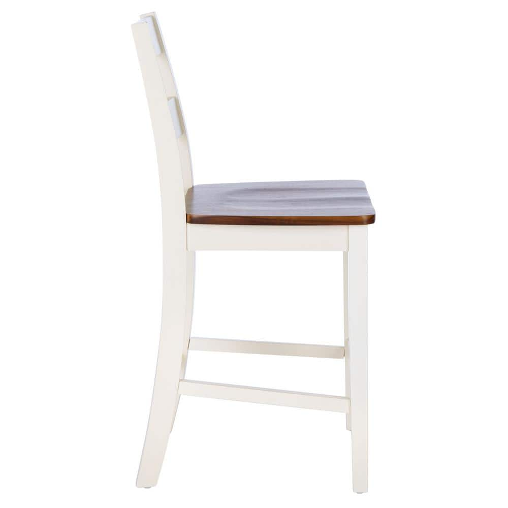 SAFAVIEH Izzy 39.5 in. White/Brown Bar Stool (Set of 2) BST9216A-SET2