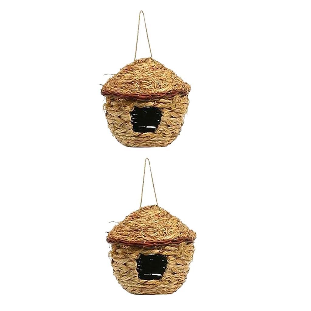 2x Natural Hut Bird House Creative Cute Small House Shaped Design