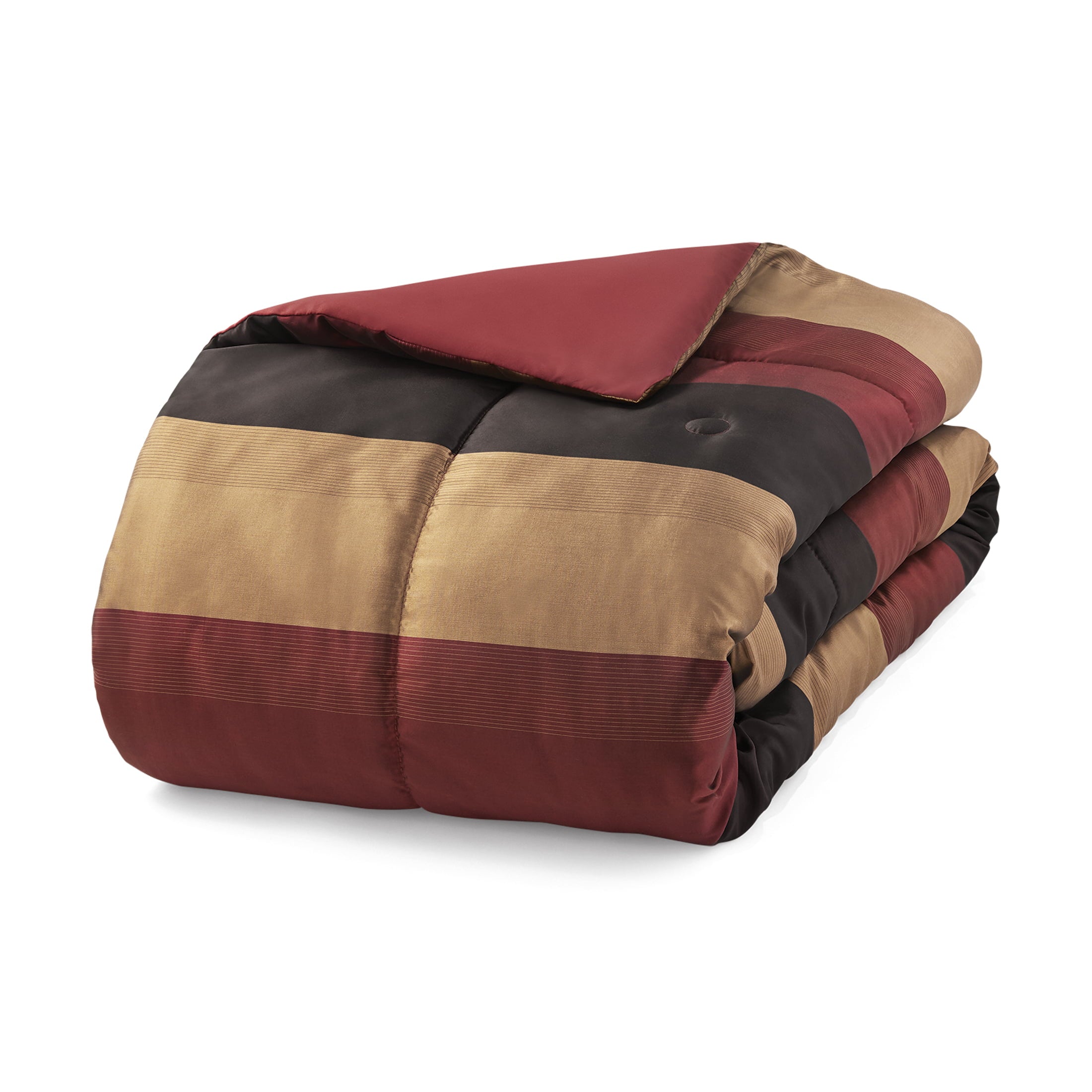 Mainstays Hudson 7-Piece Red Striped Polyester Comforter Set， Full/Queen