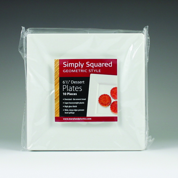 Maryland Plastics 6.5 Simply Squared Dessert Plat...