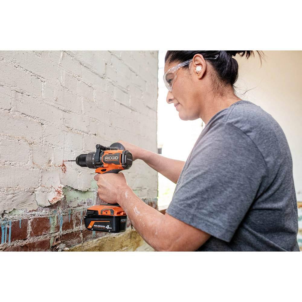 RIDGID 18V Brushless Cordless 12 in. Hammer Drill and Recip Saw Kit with (1) 4.0Ah Battery (1) 2.0Ah Battery Charger R960261SBN