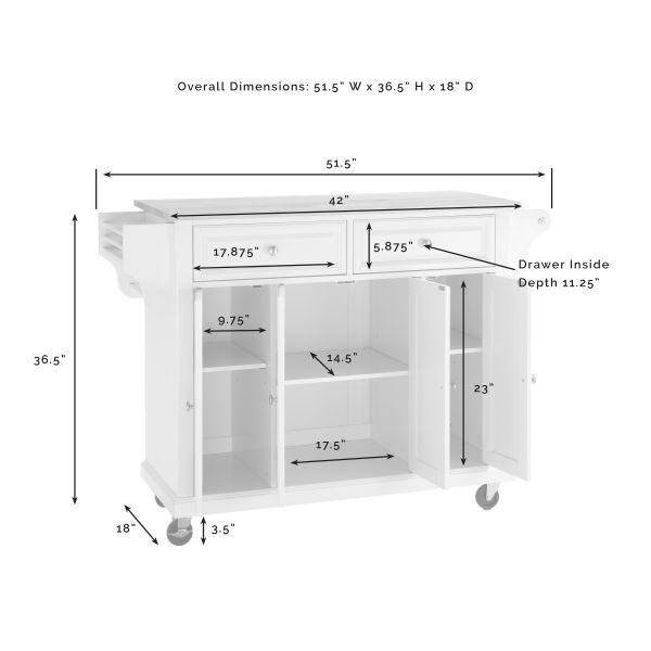 Full Size Wood Top Kitchen Cart