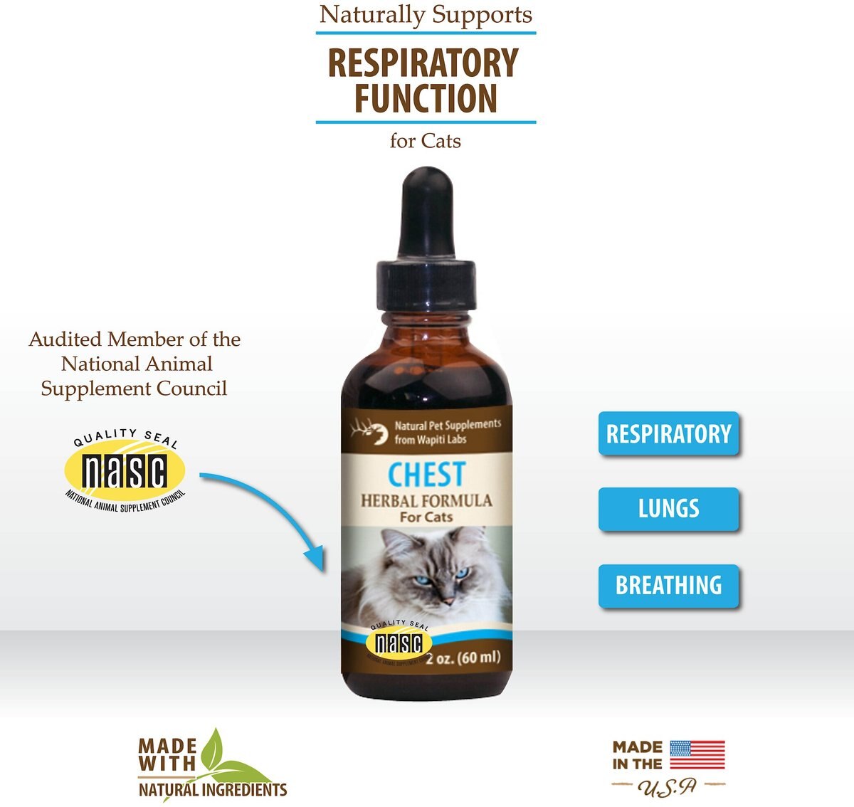 Wapiti Labs Chest Formula for Respiratory Function Cat Supplement