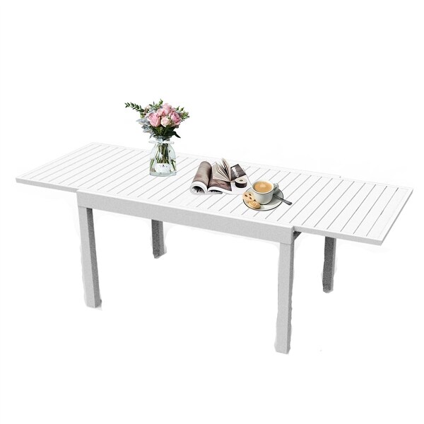 Patio Aluminum Extendable Dining Table with Adjustable Legs