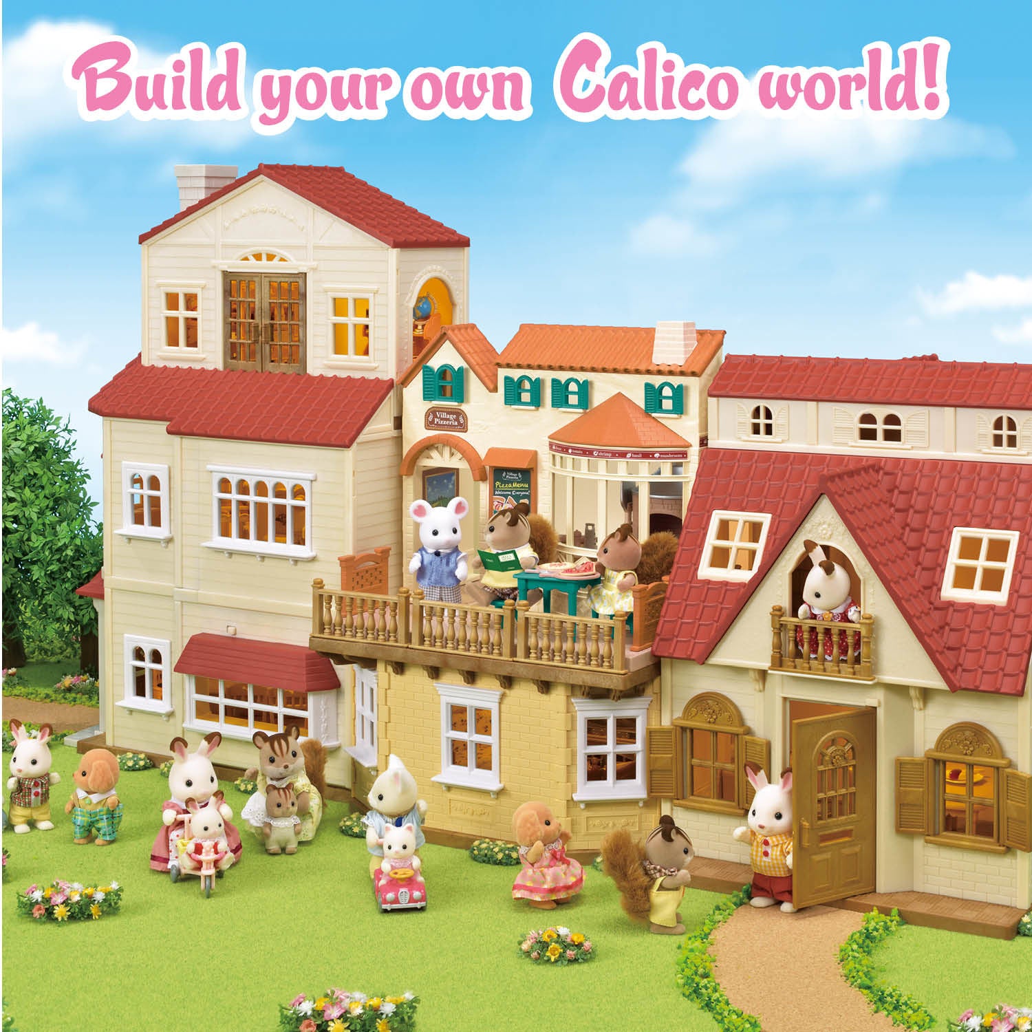 Calico Critters Village Pizzeria Dollhouse Playset, Collectible Dollhouse Toy with Furniture and Accessories Included
