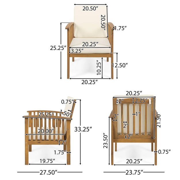 Casa 4pk Acacia Club Chairs Brown cream Christopher Knight Home