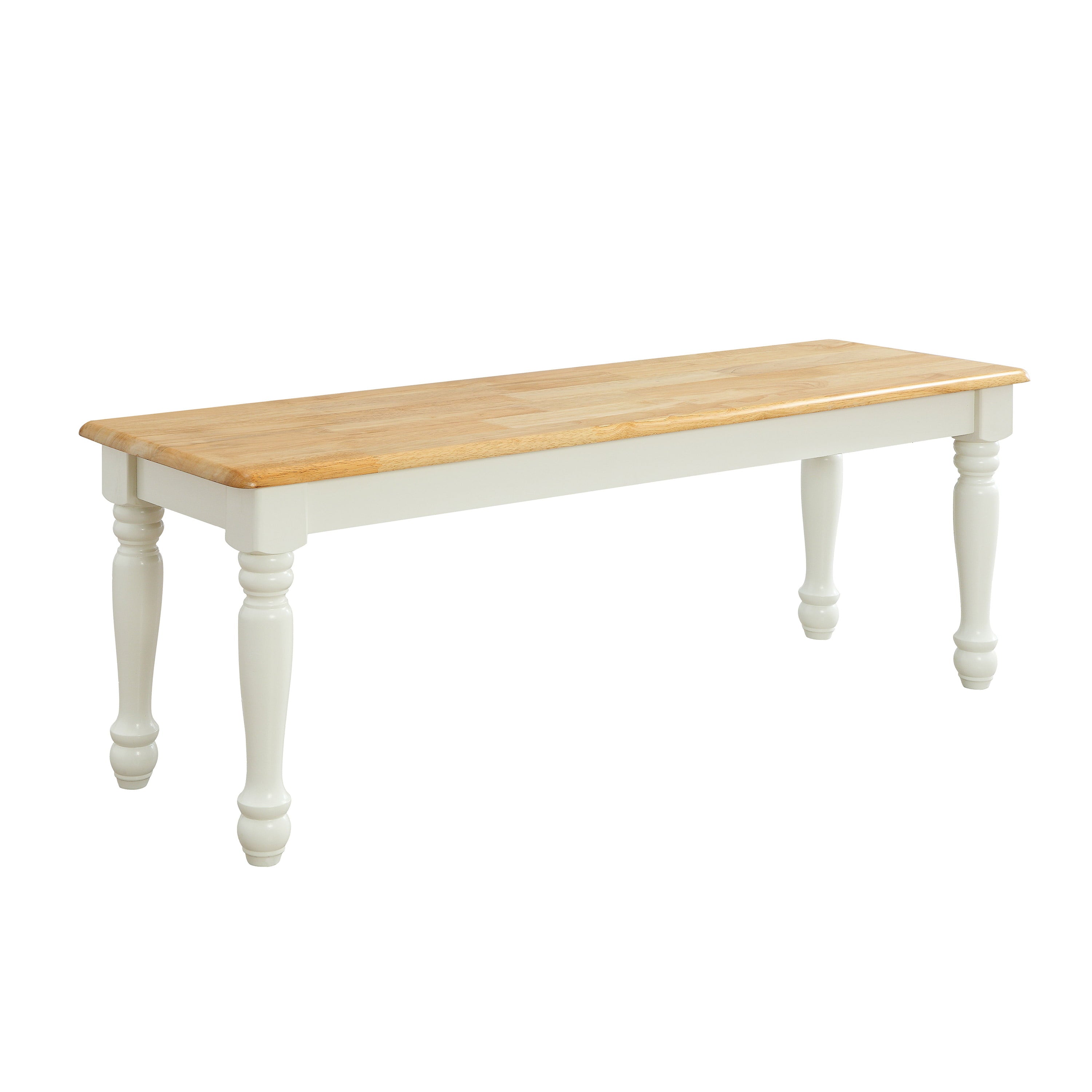 Better Homes and Gardens Autumn Lane Farmhouse Solid Wood Dining Bench， White and Natural Finish