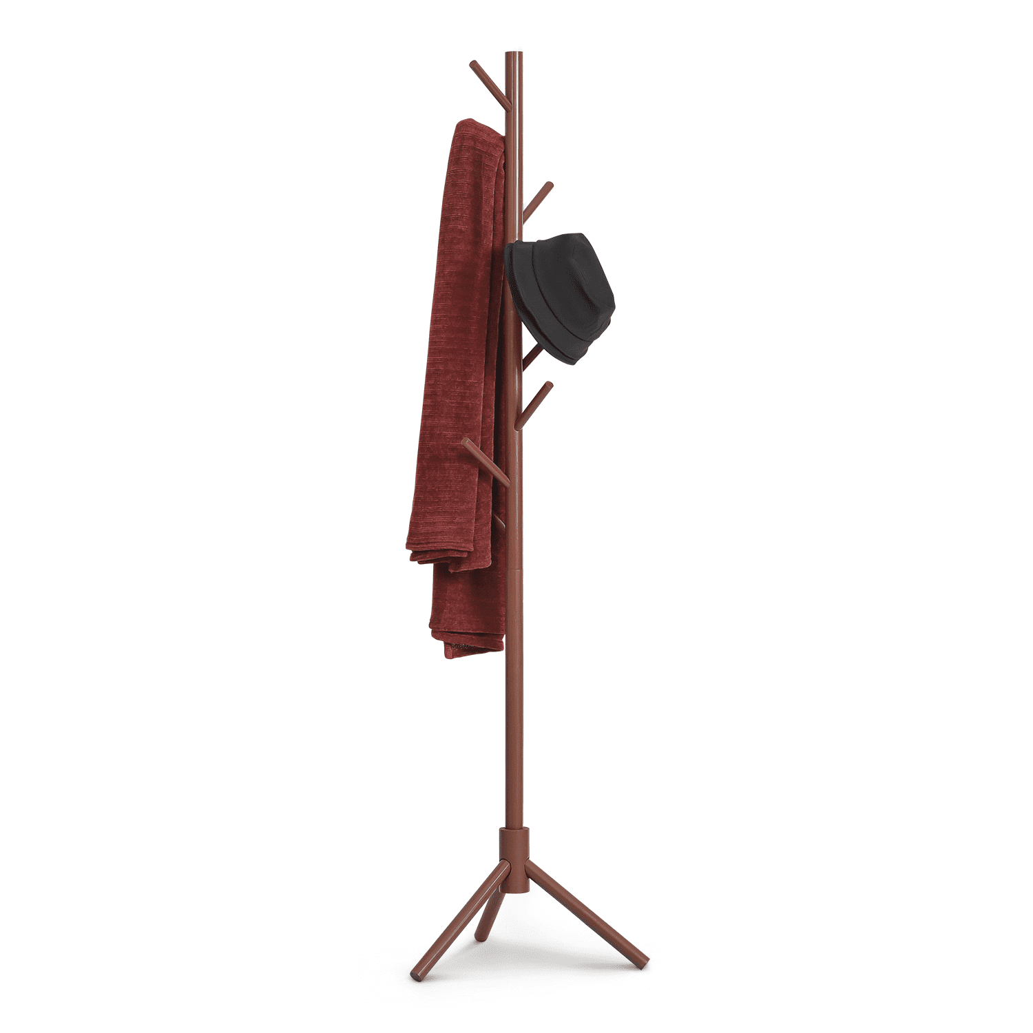 MoNiBloom Wood Adjustable Modern Coat Rack， with 8 Hooks， Clothes Handbag Storage Stand， Hall Tree， Coffee， for Entryway