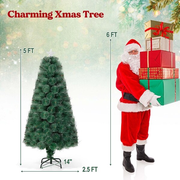 Costway 5FT/6FT/7FT PreLit Fiber Optic Christmas Tree Xmas Decor with