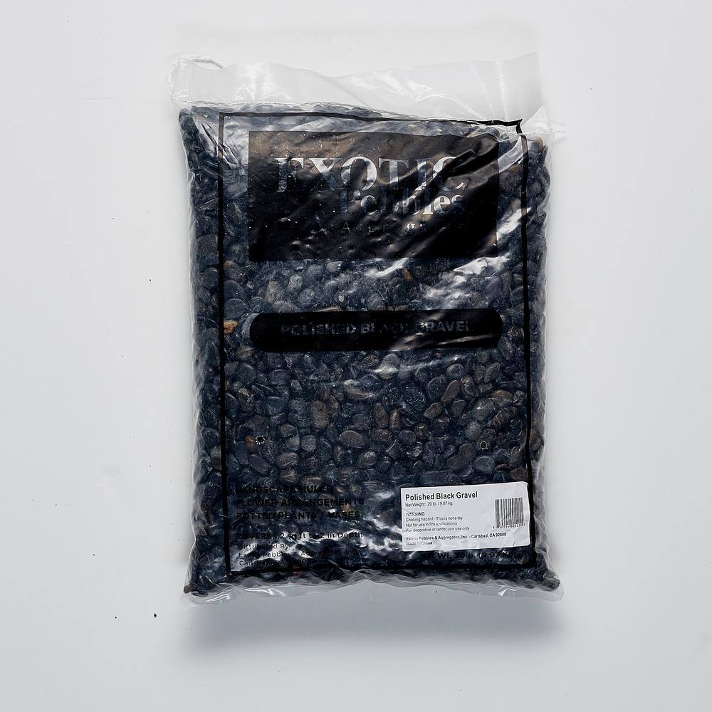 EXOTIC 38 in. Polished Black Gravel (20 lbs. Bag) PB20-0510