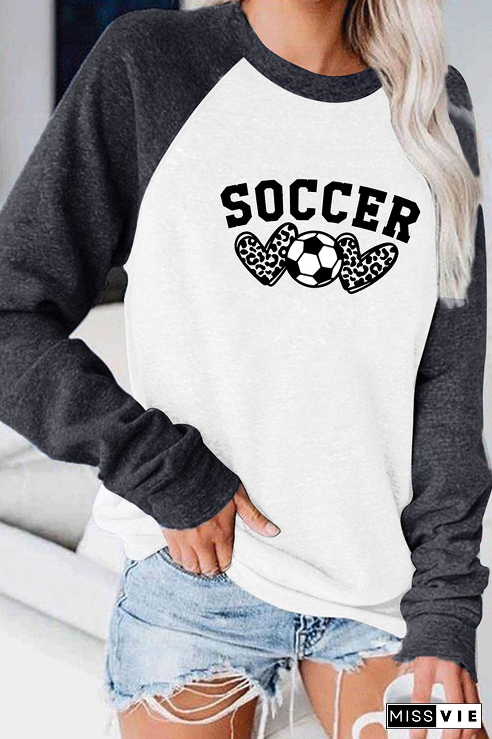 Soccer, Leopard Heart Graphic Tee Wholesale