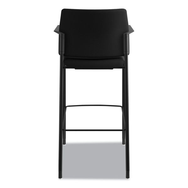 HON Accommodate? Series Café Stool with Fixed Arms， Black Fabric