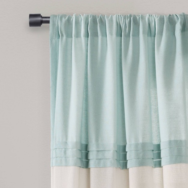 Farmhouse Faux Linen Colorblock Pleated Window Curtain Panel Lush D cor