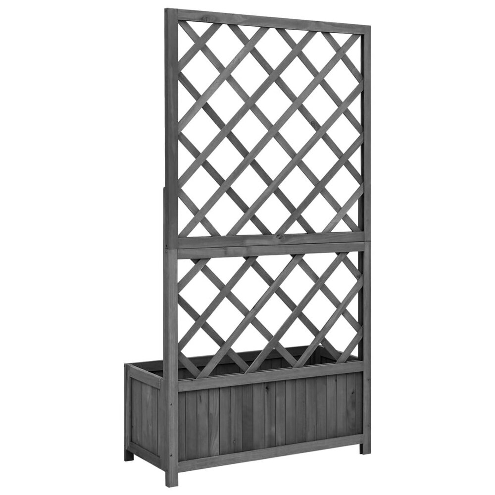 vidaXL Planter Flower Box Trellis Raised Bed Outdoor Planter Solid Firwood   27.6\