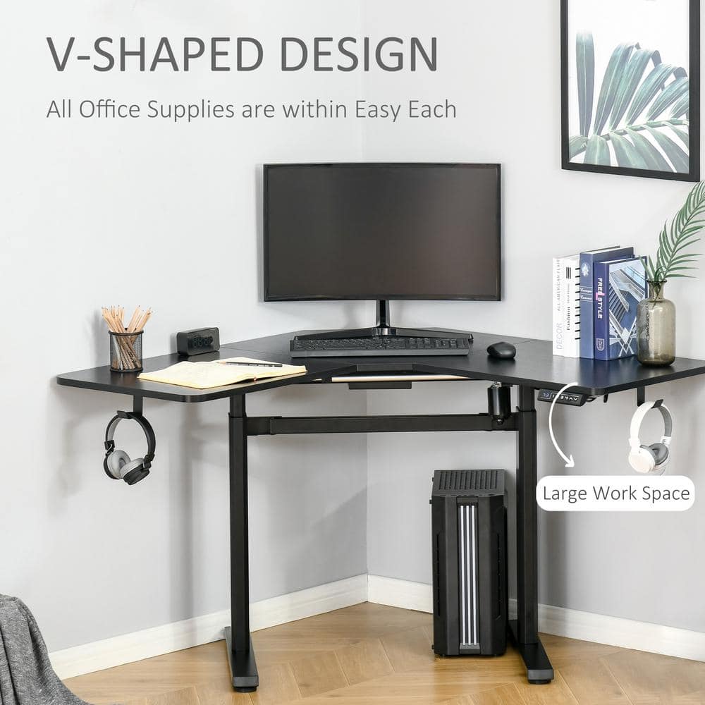 Vinsetto Modern 65.75 in. V-Shaped Black Standing Desk 920-075V80BK