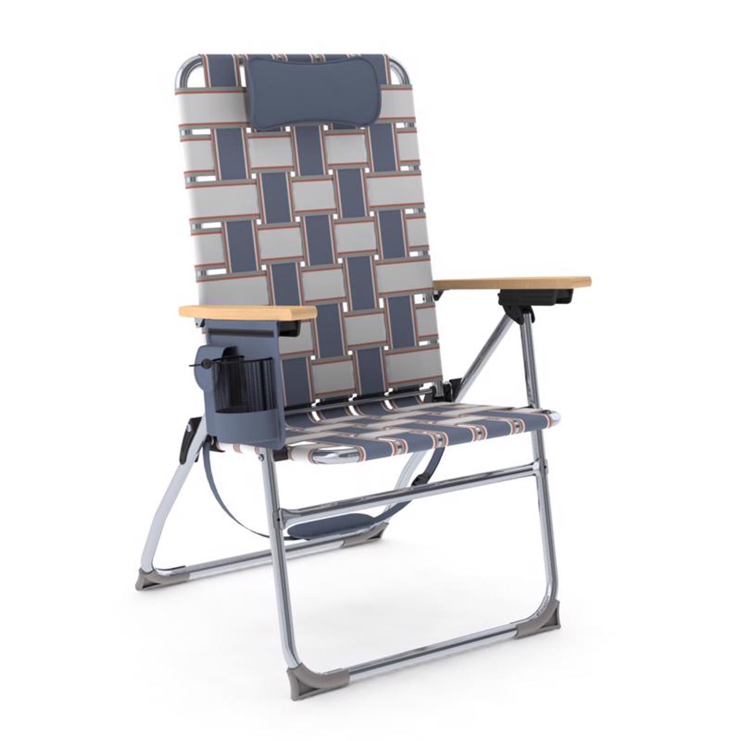 Camp and Go 4-Position Blue/Gray Retro Folding Web Chair