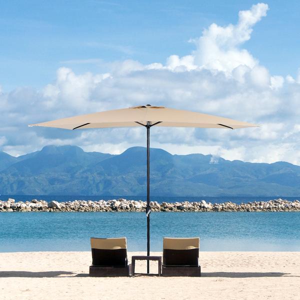 Sophia & William 10 x 6.6ft Rectangle Outdoor Patio Umbrella Market Table Umbrella Sunshade with 6 Steel Ribs and Crank Handle,Beige