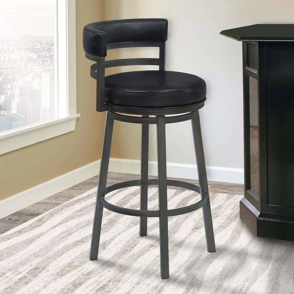 Madrid Modern Swivel Counter/Bar Stool in Faux Leather and Metal