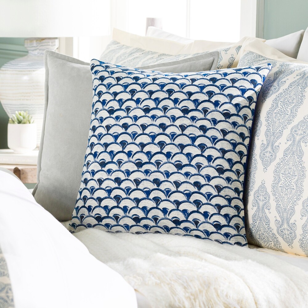 Artistic Weavers Etta Blue   Ivory Scallop Throw Pillow