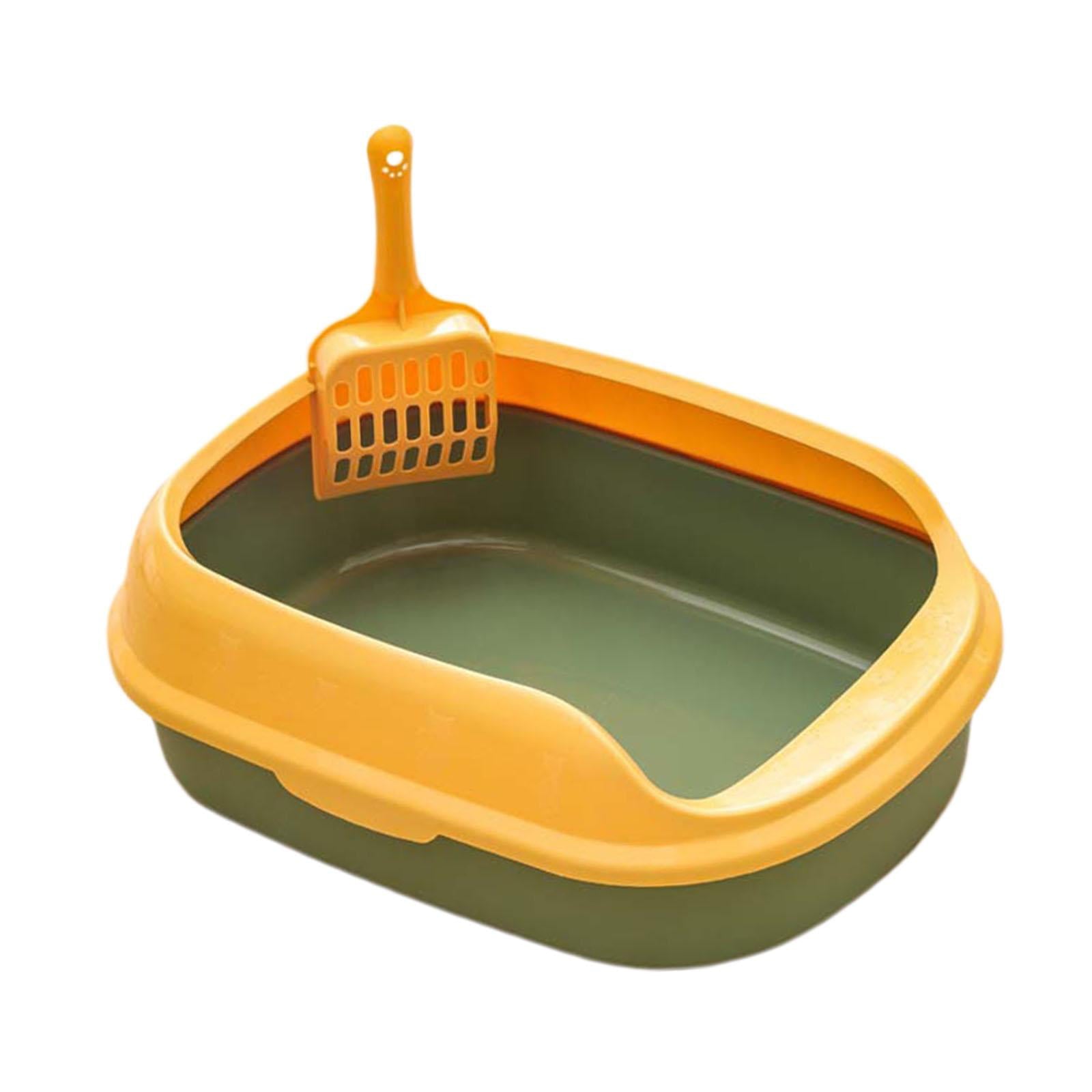 Cat Litter Box Pet Semi-Closed Pet Litter Tray to Clean  Pet Litter Tray for Kitty， Small Animals Toilet Sand Box Container Bedpan - Green