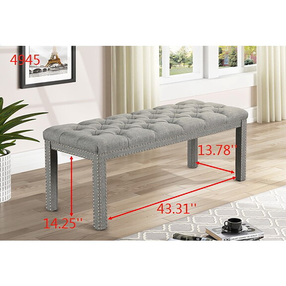 1 pc Transitional Light Grey Accent Upholstered Be...