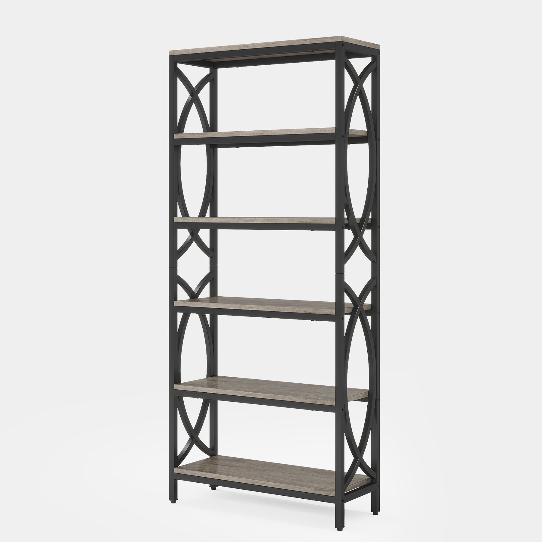 6-Tier Bookshelf, 70.8 Tall Bookcase Open Storage Shelf with Metal Frame