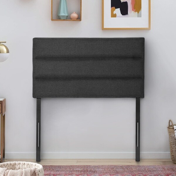 Upholstered Linen Fabric Surface，Metal Frame Woodboard Inner Sponge，Dark Grey - - 36090381