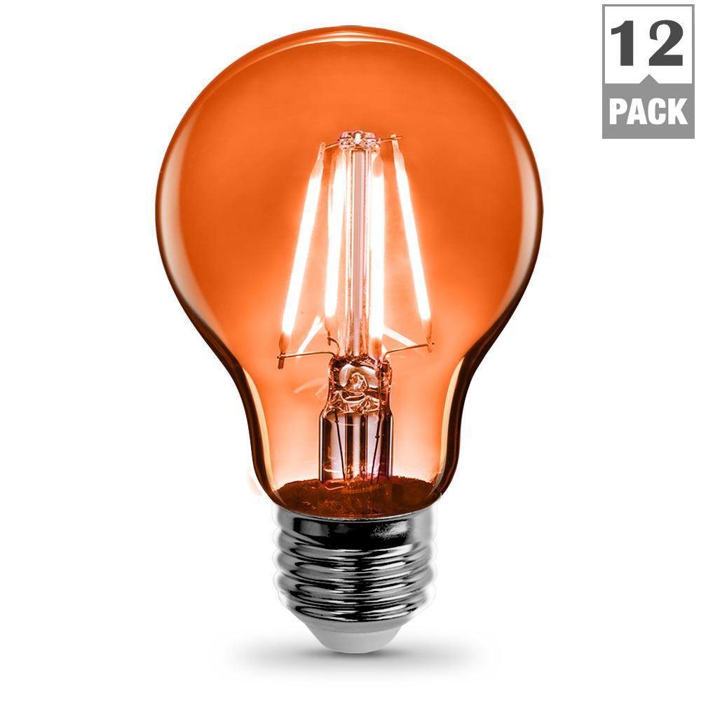 Feit Electric 25-Watt Equivalent A19 Medium E26 Base Dimmable Filament Orange Colored LED Clear Glass Light Bulb (12-Pack) A19TOLED12