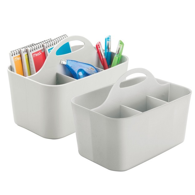 Mdesign Small Plastic Caddy Tote For Desktop Office Supplies