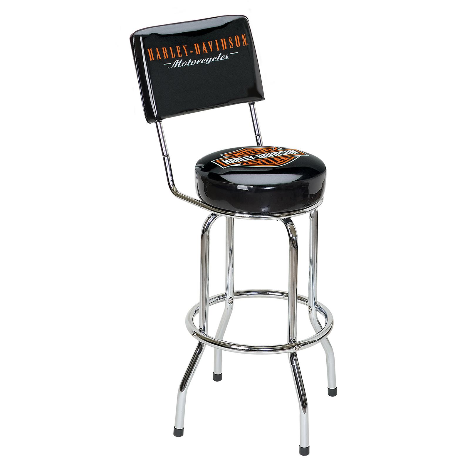 Summit Gifts HDL-12204 Harley-Davidsonand#174; Baramp; Shield Bar Stool With Backrest