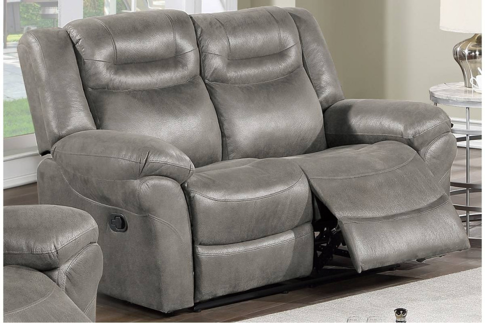 Odder Recliner Sofa Featuring Built in USB Charger  Slate Gray   Contemporary   Living Room Furniture Sets   by Hollywood Decor  Houzz