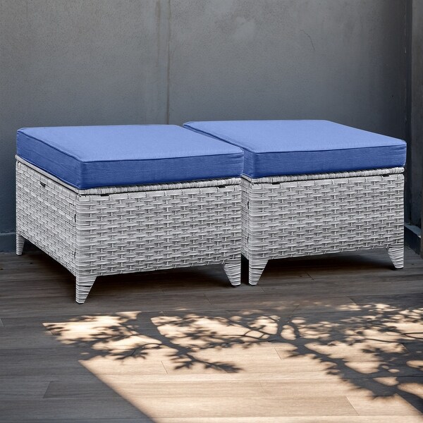 Wicker Rattan Ottoman Outdoor Patio Ottoman