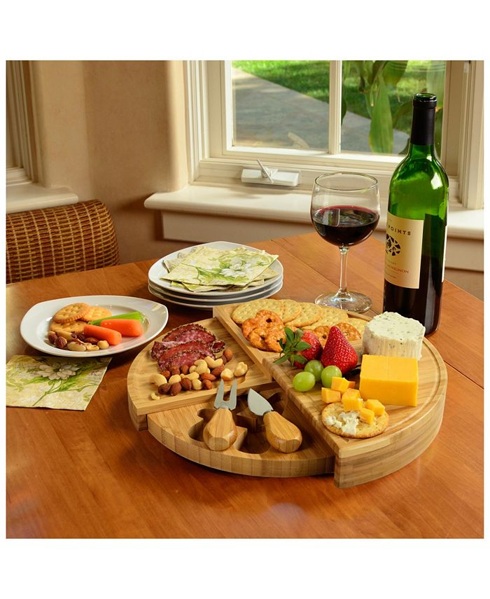 Picnic At Ascot Florence Multilevel Transforming Bamboo Cheese Board with Tools