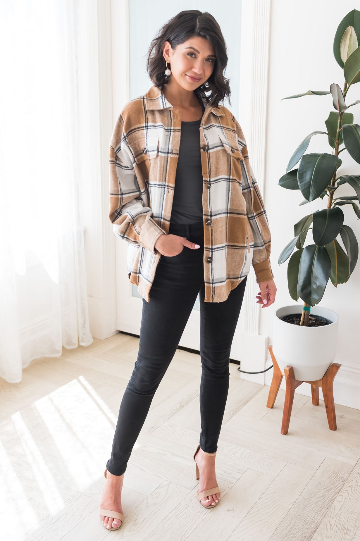 Forever Cozy Modest Plaid Jacket