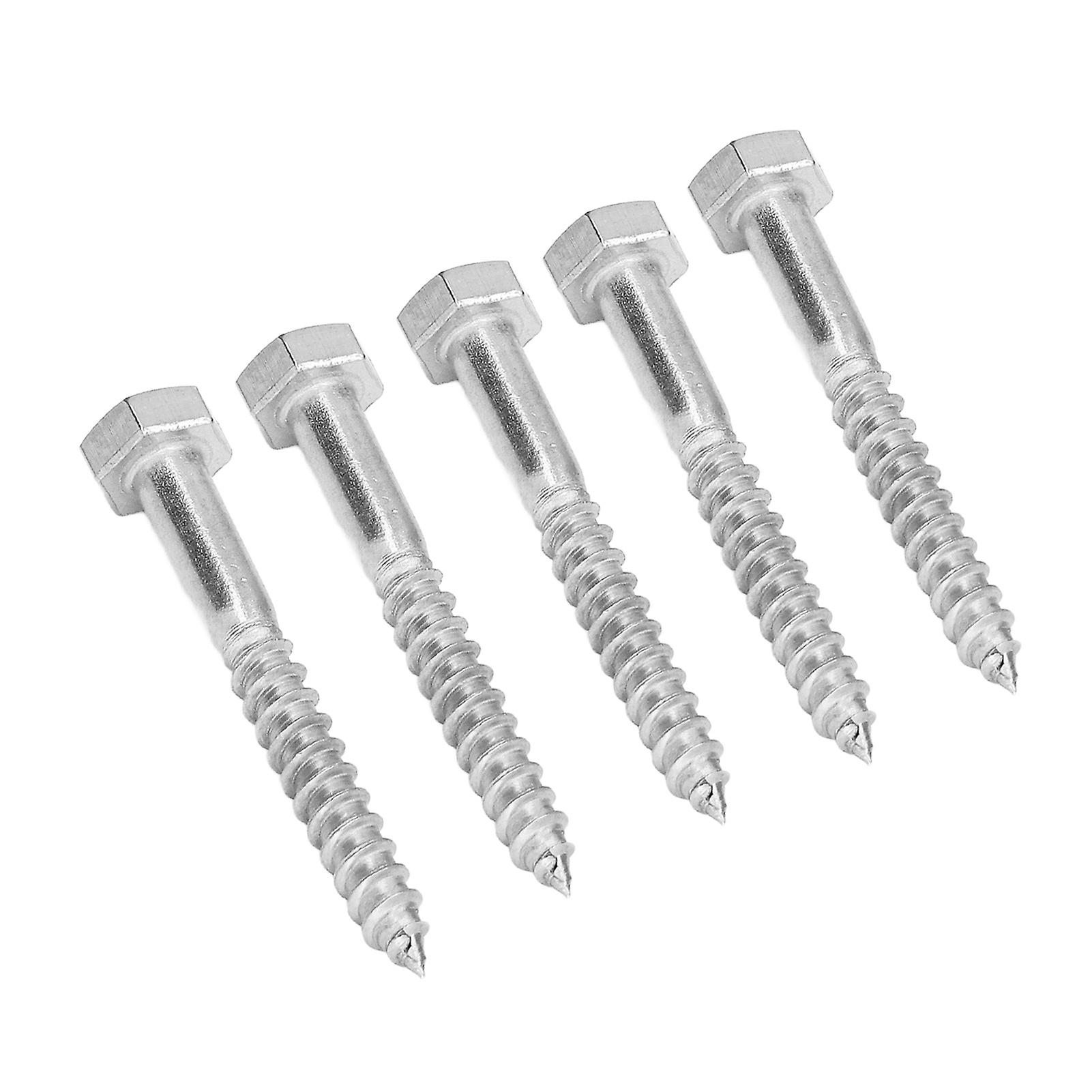 304 Stainless Steel Half Thread Bolt Wood Hex Lag Screws Self Tapping Wood Coach Screwm6x50mm