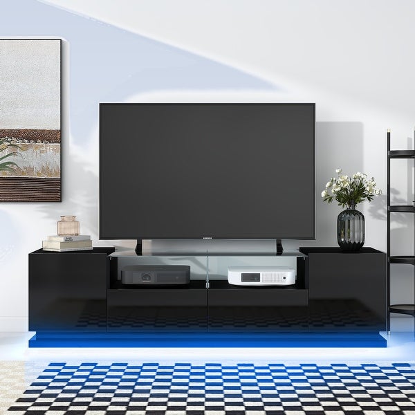 Modern Entertainment Center TV Cabinet with Storage and LED Light