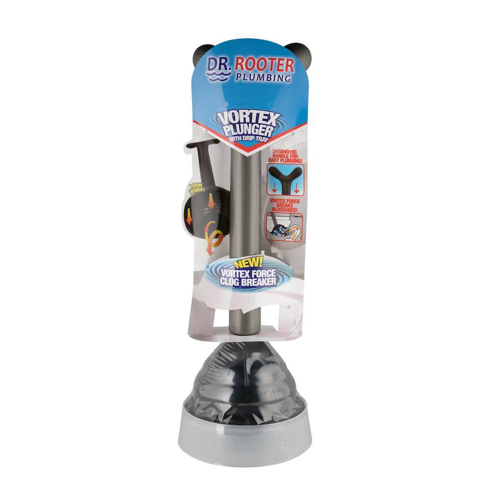 Dr Rooter Vortex Professional Grade Plunger with Drip Tray and Splash Guard 301688