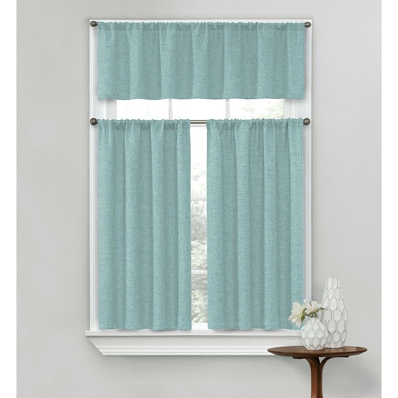 Kate Aurora Complete Textured 3 Piece Cafe Kitchen Curtain Tier and Valance Set