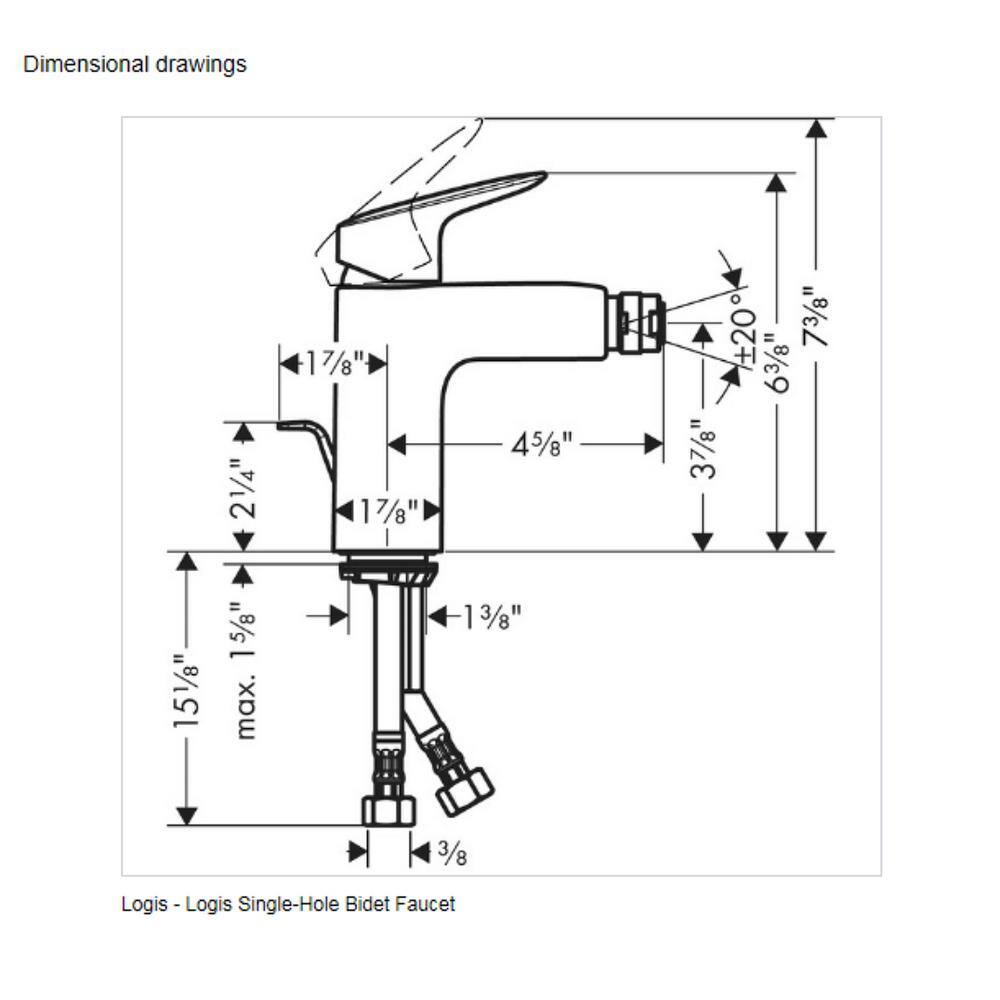 Hansgrohe Logis Single-Handle Bidet Faucet with Drain in Brushed Nickel 71200821