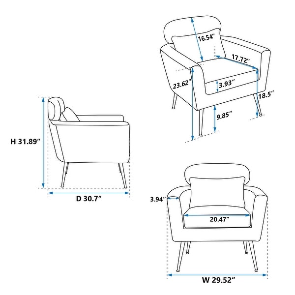 29.5W Modern Accent Chair Armchair Reading Chair Leisure Club Chair