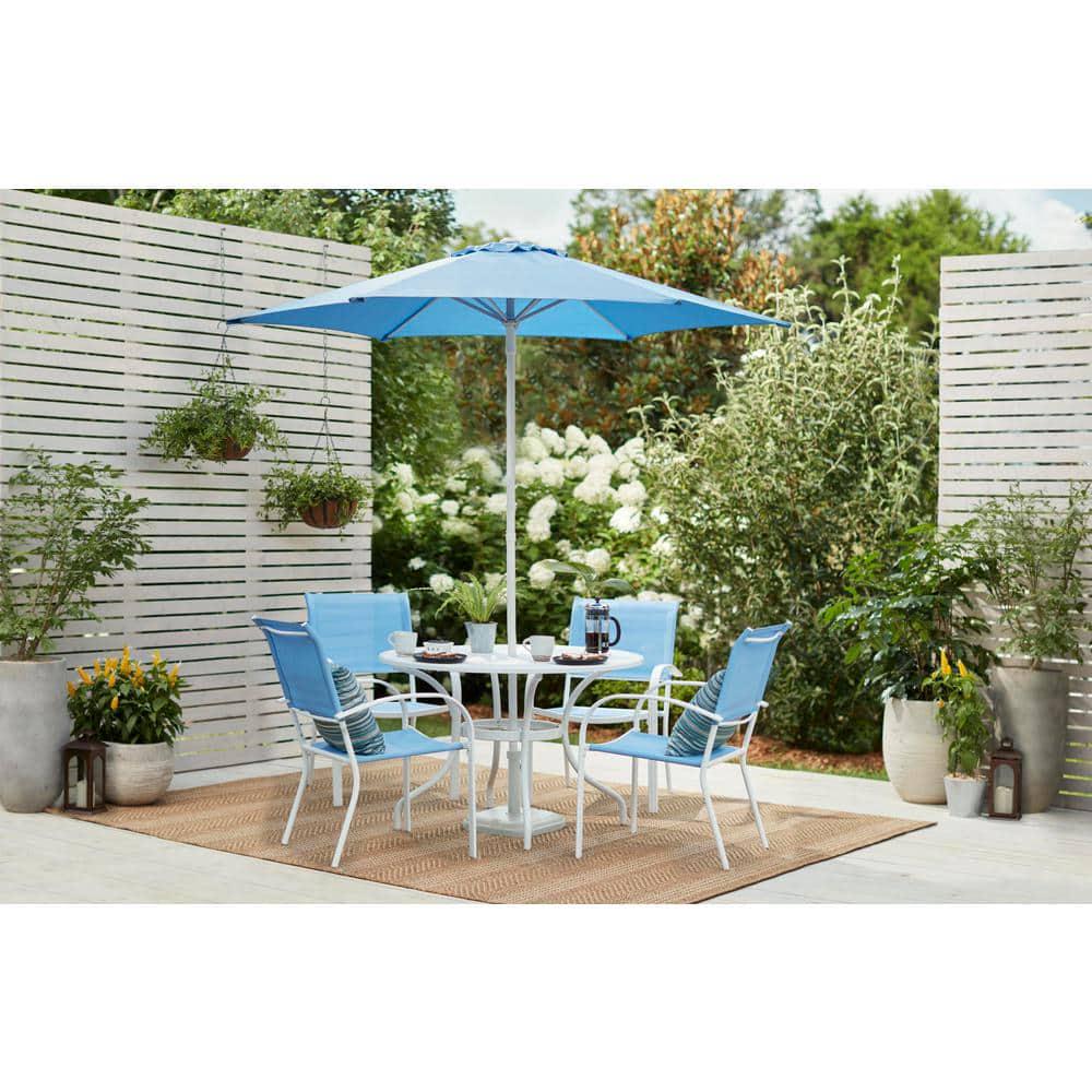 StyleWell 42 in Mix and Match Lattice White Mesh Metal Round Outdoor Patio Dining Table