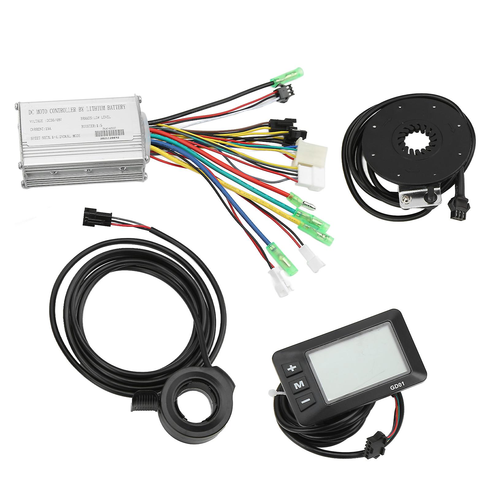 Electric Bike Motor Controller 15a Common Controller 36v 48v With Lcdgd01 Panel Thumb Throttle For 250w 350w Bicycle Motor