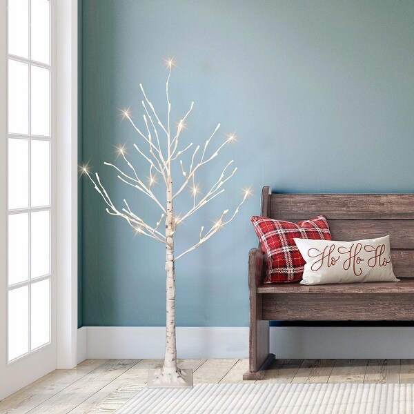 Puleo International 4 ft. PreLit White Artificial Twig Tree